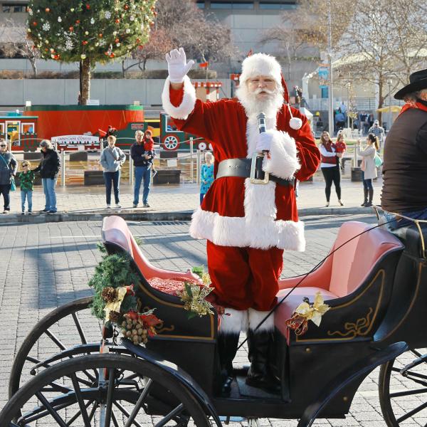 Santa standing in his carriage