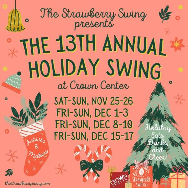 Holiday Swing Schedule with Illustrations of Tree, Stocking and Hat